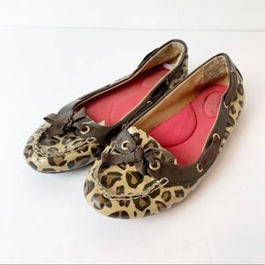 Sperry Cheetah Animal Print Bow Flats SZ 7.5